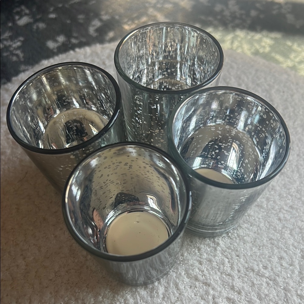 Silver Glass Votive Candle Holders